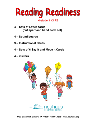 Reading Readiness Kit 2 - 4 Students - Laminated